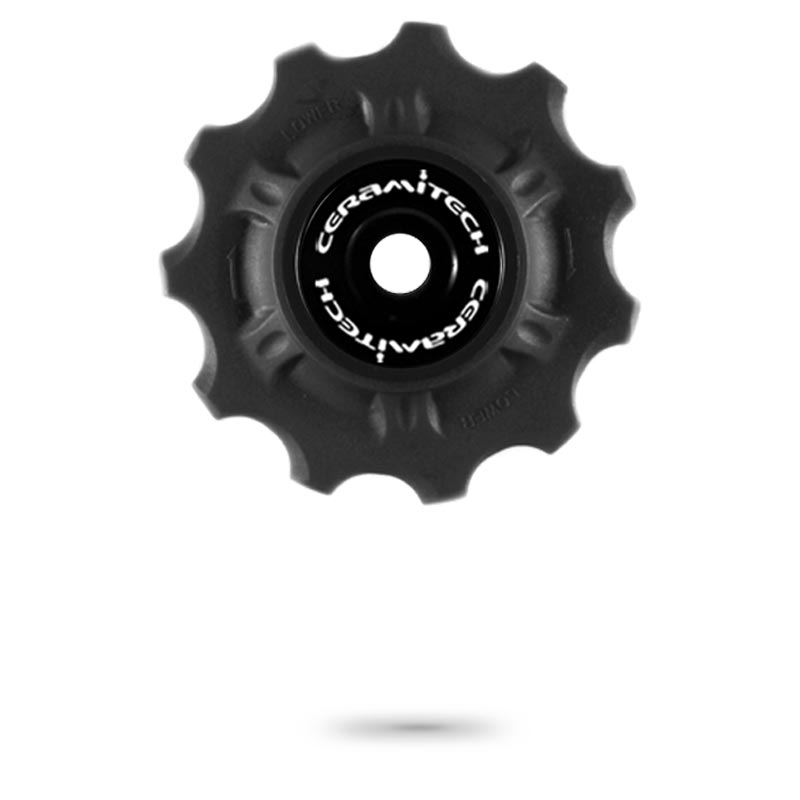 BBInfinite Black Shimano 10/11 Speed Pulley Set Of 2, Creak-Free Ceramitech For Shimano Rear Derailleur Improved Performance, Made In The USA