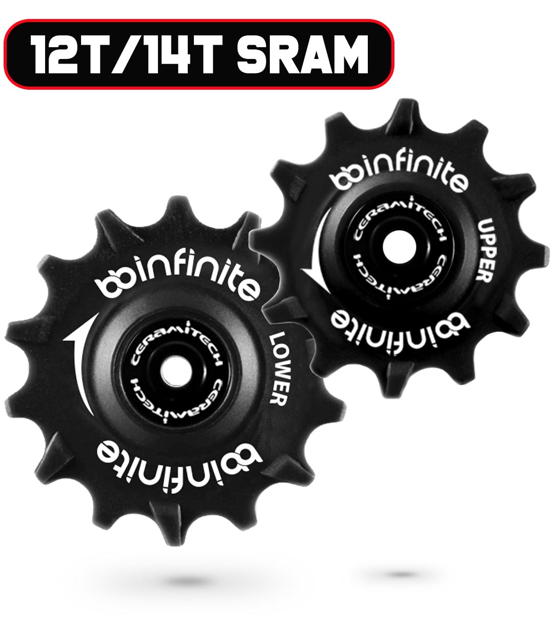Poulie Vélo 10T/12T/14T - Roulements Céramique Nitrure Silicium, Compatible SRAM, Anti-saut CNC - 12